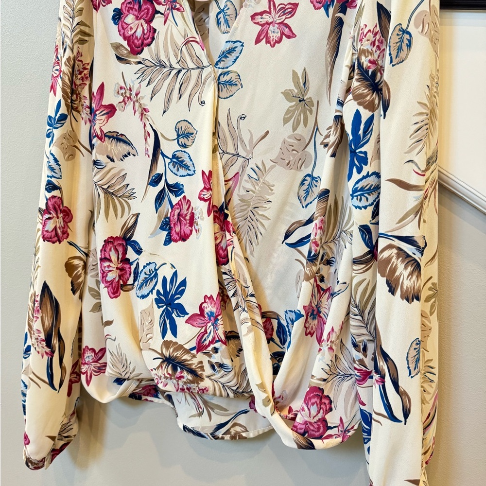 LUSH Floral Print Wrap Blouse - Picture 3 of 5